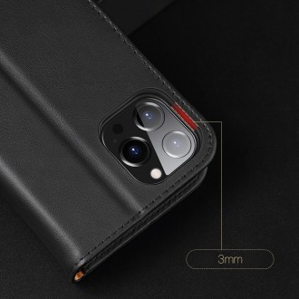 Dux Ducis Hivo Genuine Leather Bookcase type case for iPhone 13 Pro Max black