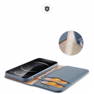Dux Ducis Hivo Genuine Leather Bookcase type case for iPhone 13 Pro Max blue