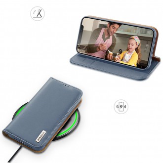Dux Ducis Hivo Genuine Leather Bookcase type case for iPhone 13 Pro Max blue