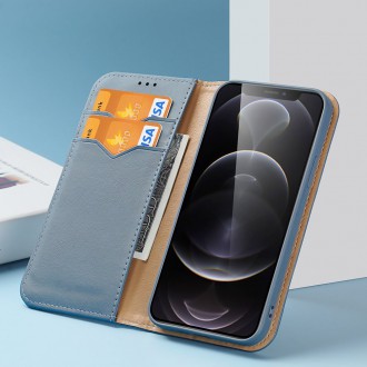 Dux Ducis Hivo Genuine Leather Bookcase type case for iPhone 13 Pro Max blue