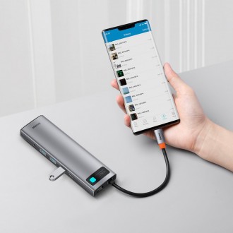 Baseus Metal Gleam 11v1 multifunkční USB Type C HUB - 3x USB 3.2 Gen 1 5Gbps / USB Type C PD 100W / 3,5mm mini jack AUX / VGA Full HD 60Hz / 2x HDMI 4