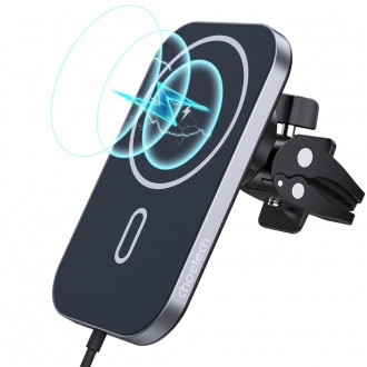Choetech Car Magnetic Mount Inductive Qi Charger 15W (MagSafe Compatible) Black (T200-F)