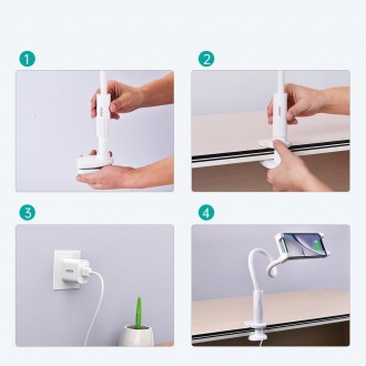Choetech Desk Telephone Holder With Clip Wireless Charger Qi 15W white (T584-F)
