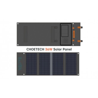 Choetech turistická USB solární nabíječka, USB C 36W QC PD šedá (SC006)