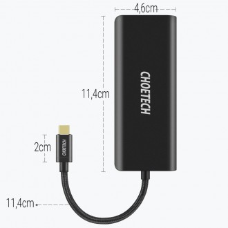 Choetech docking station adapter hub USB Typ C 6in1 100W PD black (HUB-M05)