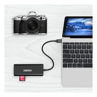 Choetech docking station adapter hub USB Typ C 6in1 100W PD black (HUB-M05)