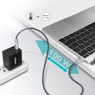 Choetech USB Type C - USB Type C cable 5A 100 W Power Delivery 480 Mbps 1,8 m gray (XCC-1002-GY)