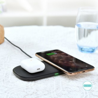 Choetech 2v1 Qi bezdrátová nabíječka pro telefon / Airpods 2 s 5 nabíjecími cívkami 10W černá (T535-S (H))