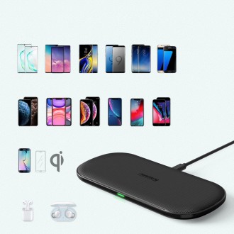 Choetech 2v1 Qi bezdrátová nabíječka pro telefon / Airpods 2 s 5 nabíjecími cívkami 10W černá (T535-S (H))