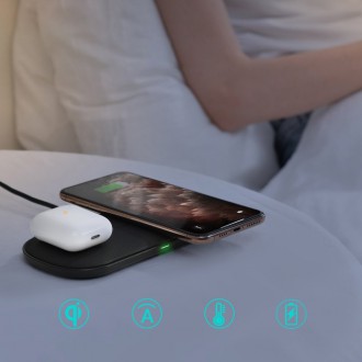 Choetech 2v1 Qi bezdrátová nabíječka pro telefon / Airpods 2 s 5 nabíjecími cívkami 10W černá (T535-S (H))