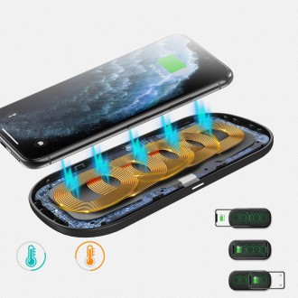 Choetech 2v1 Qi bezdrátová nabíječka pro telefon / Airpods 2 s 5 nabíjecími cívkami 10W černá (T535-S (H))
