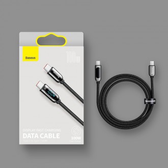 Baseus USB Type C cable - USB Type C 100W (20V / 5A) Power Delivery with display screen power meter 2m black (CATSK-C01)