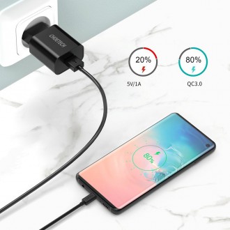Choetech quick charger Quick Charge 3.0 18W 3A + USB cable - USB Type C 1m black (Q5003)