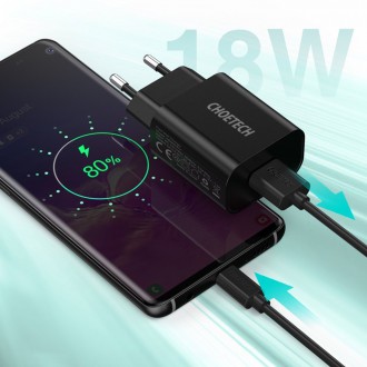 Choetech quick charger Quick Charge 3.0 18W 3A + USB cable - USB Type C 1m black (Q5003)