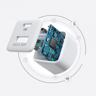 Joyroom charger (EU plug) USB / USB Type C 30W Power Delivery QuickCharge 3.0 AFC FCP white (L-QP303)