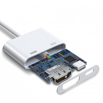 Joyroom adapter Lightning (male) to digital HDMI (female) + Lightning (female) FullHD 1080p 60Hz white (S-H141 white) adapter