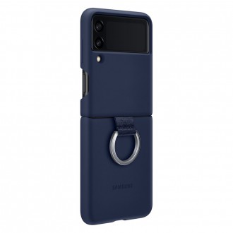 Samsung Ring Silicone Cover Case Cover for Samsung Galaxy Z Flip 3 Hanging Case Navy Blue (EF-PF711TNEGWW)