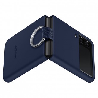 Samsung Ring Silicone Cover Case Cover for Samsung Galaxy Z Flip 3 Hanging Case Navy Blue (EF-PF711TNEGWW)