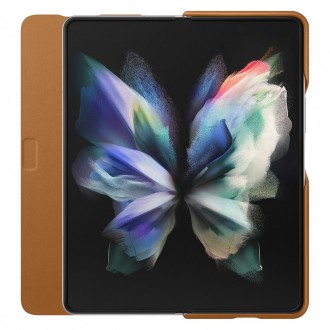 Samsung Leather Flip Cover Pouch Case for Samsung Galaxy Z Fold 3 Flip Case Stand Brown (EF-FF926LAEGWW)