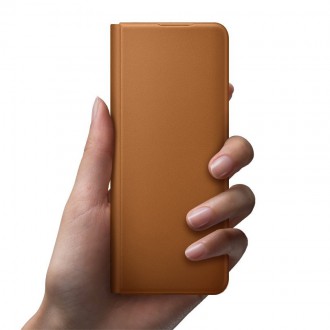 Samsung Leather Flip Cover Pouch Case for Samsung Galaxy Z Fold 3 Flip Case Stand Brown (EF-FF926LAEGWW)