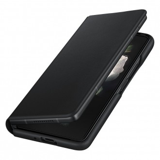 Samsung Leather Flip Cover Pouch Case for Samsung Galaxy Z Fold 3 Flip Cover Stand Black (EF-FF926LBEGWW)