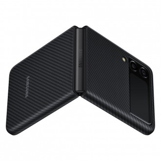 Pouzdro Samsung Aramid Cover pro Samsung Galaxy Z Flip 3 pouzdro karbonově černé (EF-XF711SBEGWW)