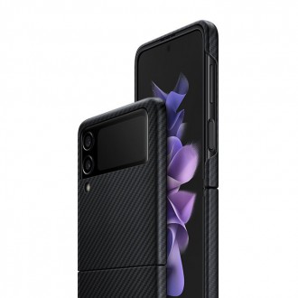 Pouzdro Samsung Aramid Cover pro Samsung Galaxy Z Flip 3 pouzdro karbonově černé (EF-XF711SBEGWW)