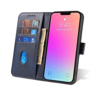 Magnet Case elegant bookcase type case with kickstand for iPhone 13 Pro Max blue