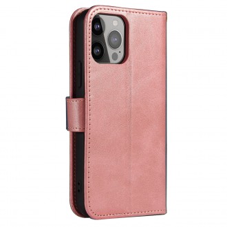 Magnet Case elegant bookcase type case with kickstand for iPhone 13 Pro pink