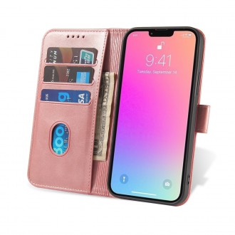 Magnet Case elegant bookcase type case with kickstand for iPhone 13 Pro pink