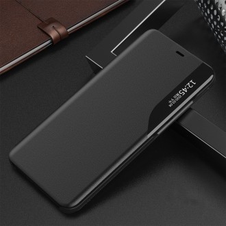 Eco Leather View Case elegant bookcase type case with kickstand for iPhone 13 Pro Max black