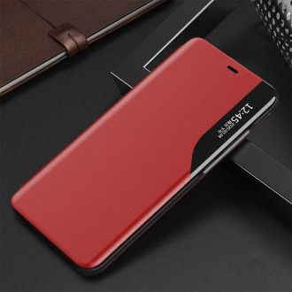 Eco Leather View Case elegant bookcase type case with kickstand for iPhone 13 Pro Max red