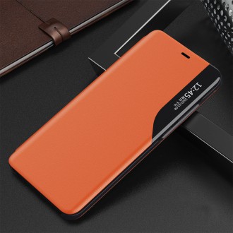 Eco Leather View Case elegant bookcase type case with kickstand for iPhone 13 Pro orange