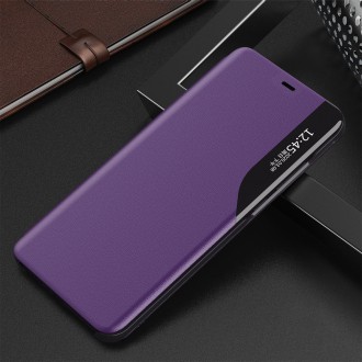 Eco Leather View Case elegant bookcase type case with kickstand for iPhone 13 Pro purple