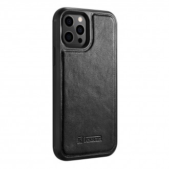 iCarer Leather Oil Wax case covered with natural leather for iPhone 12 Pro Max black (ALI1206-BK)