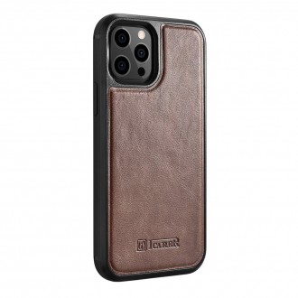 iCarer Leather Oil Wax case covered with natural leather for iPhone 12 Pro / iPhone 12 brown (ALI1205-BN)