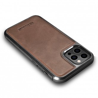 iCarer Leather Oil Wax case covered with natural leather for iPhone 12 Pro / iPhone 12 brown (ALI1205-BN)