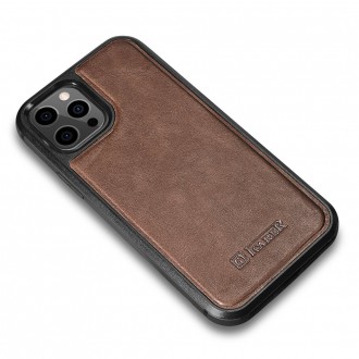 iCarer Leather Oil Wax case covered with natural leather for iPhone 12 Pro / iPhone 12 brown (ALI1205-BN)
