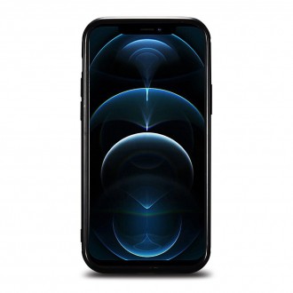iCarer Leather Oil Wax case covered with natural leather for iPhone 12 Pro / iPhone 12 black (ALI1205-BK)