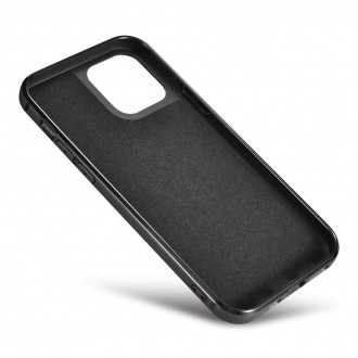 iCarer Leather Oil Wax case covered with natural leather for iPhone 12 Pro / iPhone 12 black (ALI1205-BK)