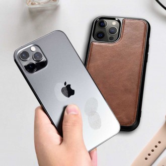 iCarer Leather Oil Wax case covered with natural leather for iPhone 12 Pro / iPhone 12 black (ALI1205-BK)