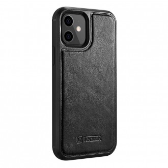 iCarer Leather Oil Wax case covered with natural leather for iPhone 12 mini black (ALI1204-BK)