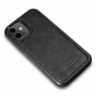 iCarer Leather Oil Wax case covered with natural leather for iPhone 12 mini black (ALI1204-BK)