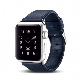 iCarer Leather Vintage wristband genuine leather strap for Watch 3 38mm / Watch 2 38mm / Watch 1 38mm dark blue (RIW117-DB（38）)