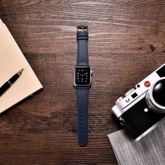 iCarer Leather Vintage wristband genuine leather strap for Watch 3 38mm / Watch 2 38mm / Watch 1 38mm dark blue (RIW117-DB（38）)