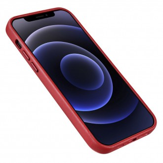 iCarer Case Leather genuine leather case for iPhone 12 Pro Max red (WMI1217-RD) (MagSafe compatible)