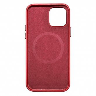 iCarer Case Leather genuine leather case for iPhone 12 Pro / iPhone 12 red (WMI1216-RD) (MagSafe compatible)