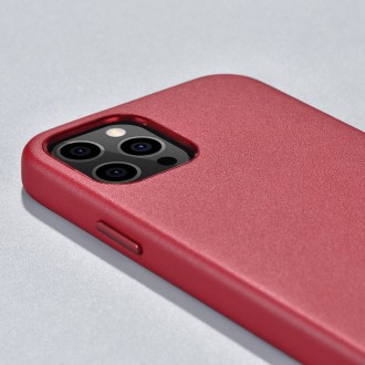 iCarer Case Leather genuine leather case for iPhone 12 Pro / iPhone 12 red (WMI1216-RD) (MagSafe compatible)