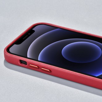 iCarer Case Leather genuine leather case for iPhone 12 Pro / iPhone 12 red (WMI1216-RD) (MagSafe compatible)