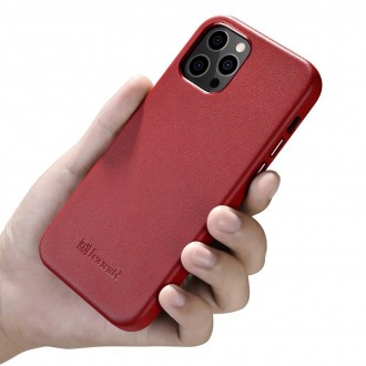 iCarer Case Leather genuine leather case for iPhone 12 Pro / iPhone 12 red (WMI1216-RD) (MagSafe compatible)